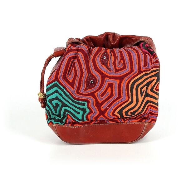 Vintage Leather Embroidered Crossbody Bag w Bird - Picture 1 of 3